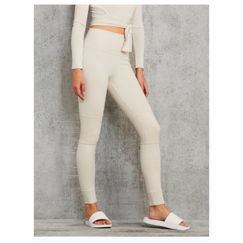 High-Waist Cream Leggings